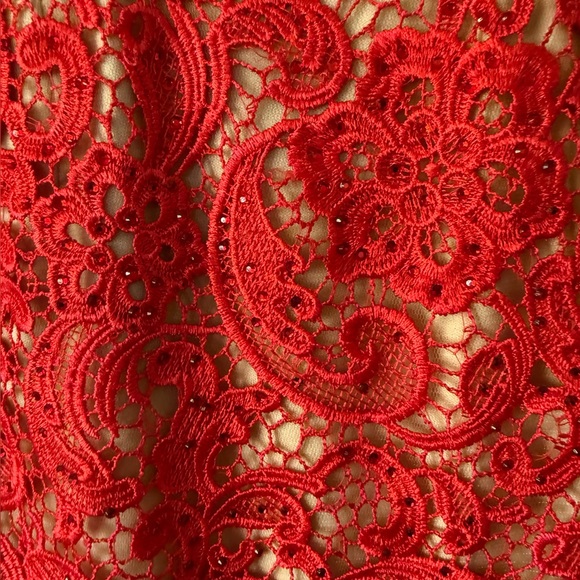 Mac Duggal Vibrant Red Lace Gown - Picture 8 of 9